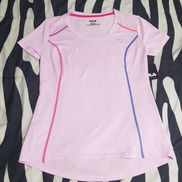 NWT Fila Sport athletic gym tee shirt top workout yoga activewear pink xsmall - Picture 2 of 3